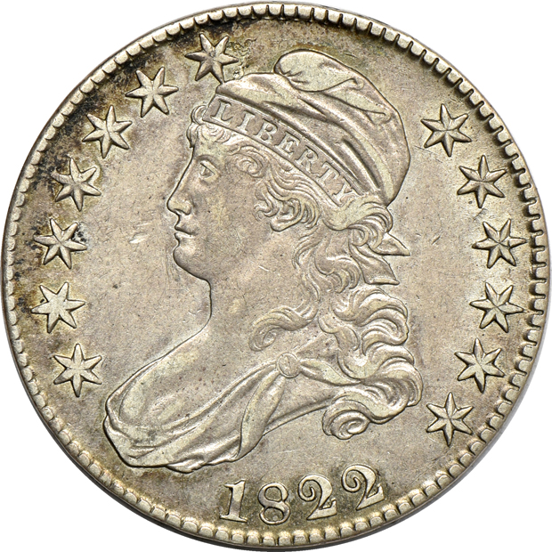 Five Capped Bust half-dollars, XF