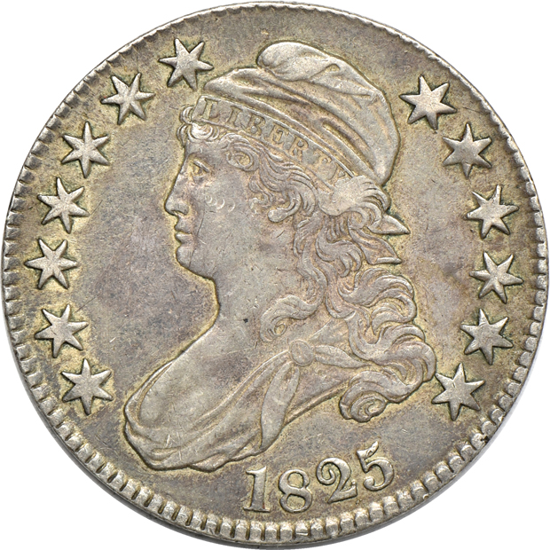 Five Capped Bust half-dollars, XF