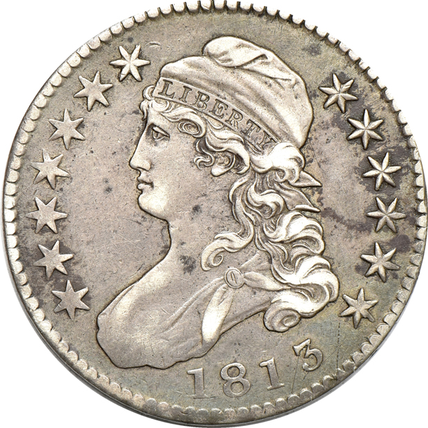Five Capped Bust half-dollars, XF