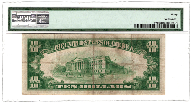 1933 $10 Fr# 1700 - PMG VF-30