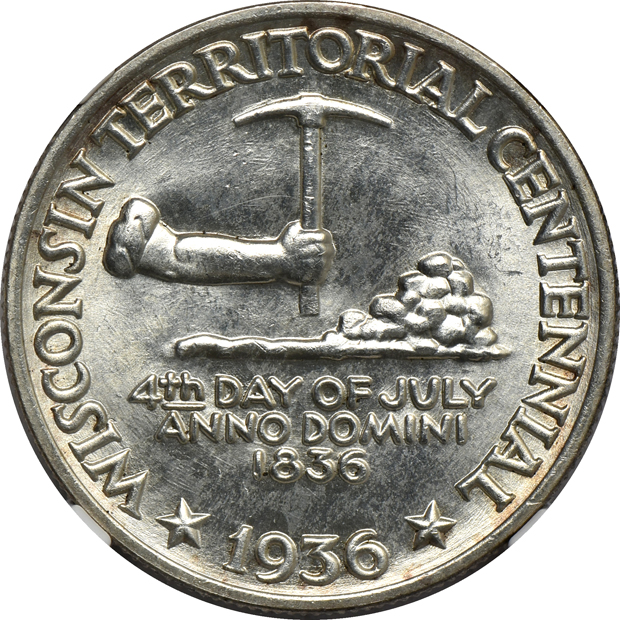 1922 Grant MS-64, 1926 Oregon Trail MS-66, and a 1936 Wisconsin MS-65, all NGC