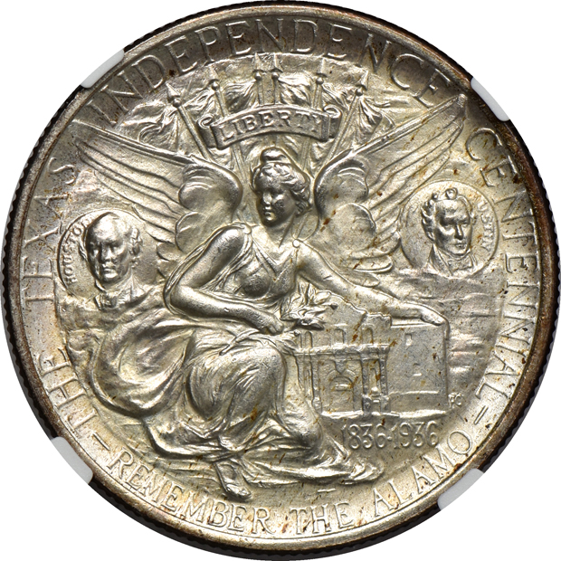 1925 Stone Mountain MS-65, 1936-D Columbia MS-66, and a 1937 Texas MS-66, all NGC CAC