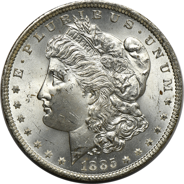 Three hundred seventy-three 1885-O Morgan Dollars