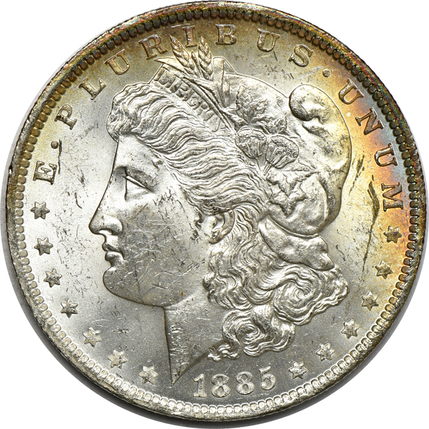 Three hundred seventy-three 1885-O Morgan Dollars