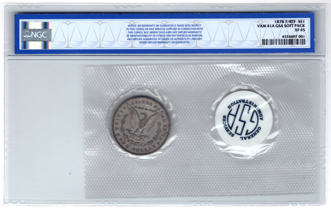Two 1878 7/8TF GSA Soft Pack, VAM-41A XF-45 and VAM-37 AU-55, both NGC