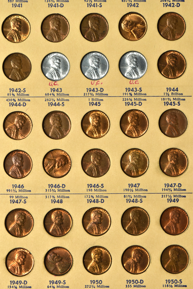 Partial collections of Lincoln cents including a 1909-S VDB and other semi-keys