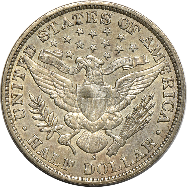 Four Barber half-dollars