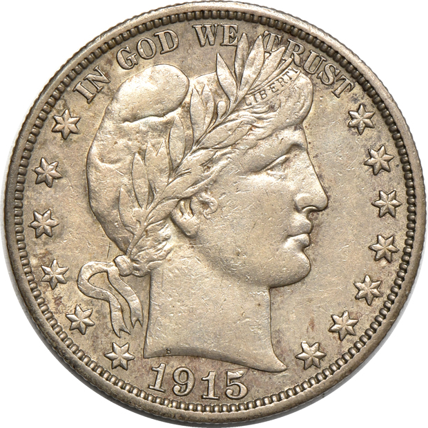 Four Barber half-dollars