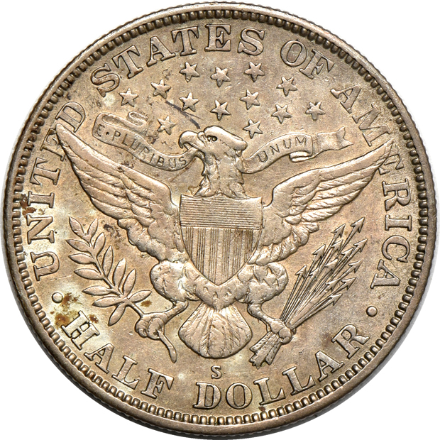 Four Barber half-dollars