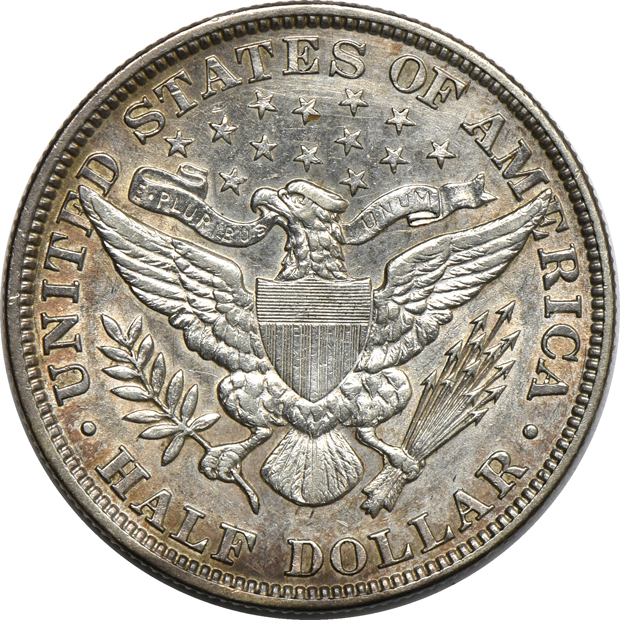 Four Barber half-dollars
