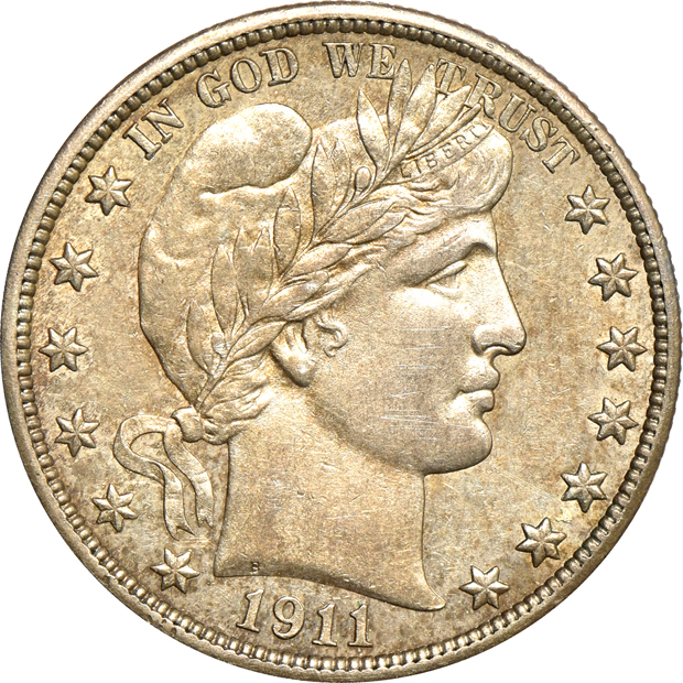 Four Barber half-dollars