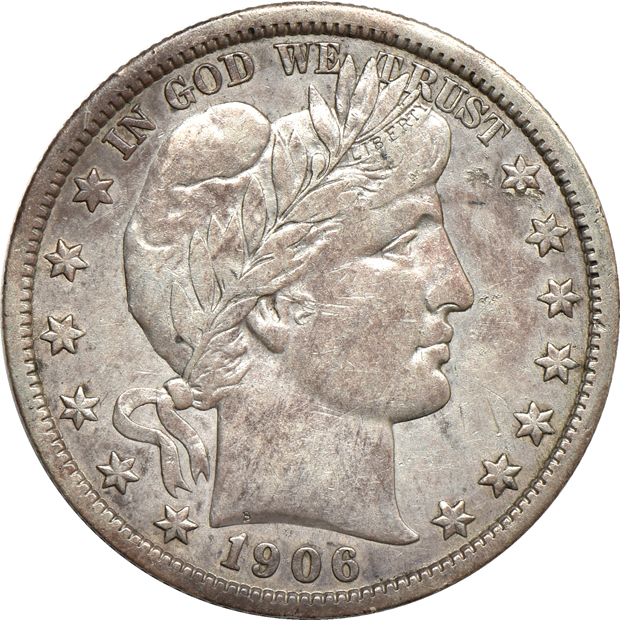 Four Barber half-dollars