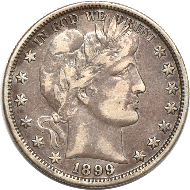 Four Barber half-dollars