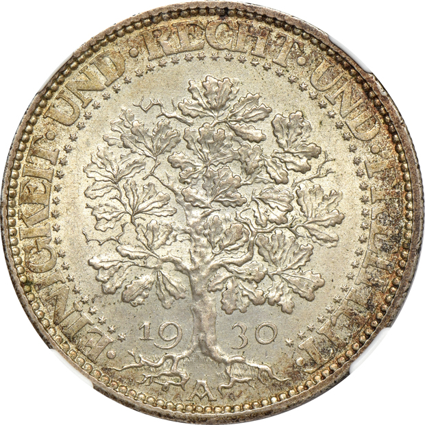 Germany - 1769-SR Nurnberg 20 kreuzer MS-63, 1785-A Prussia taler XF-40, and a 1930-S 5 mark MS-64, all NGC