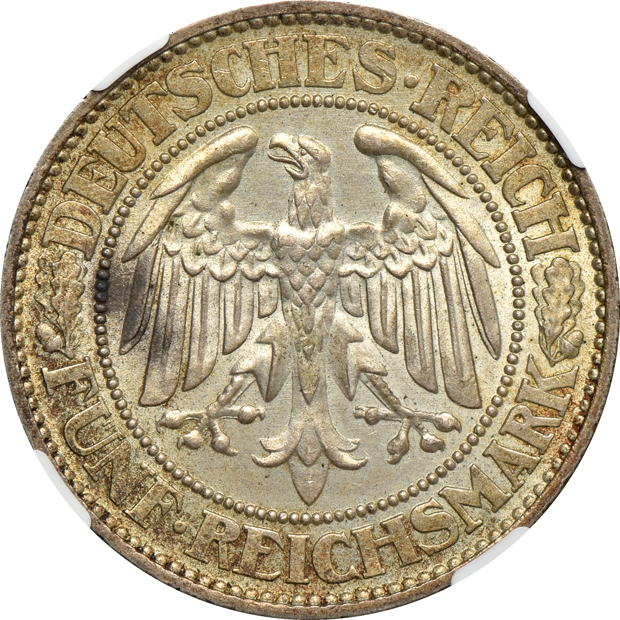Germany - 1769-SR Nurnberg 20 kreuzer MS-63, 1785-A Prussia taler XF-40, and a 1930-S 5 mark MS-64, all NGC