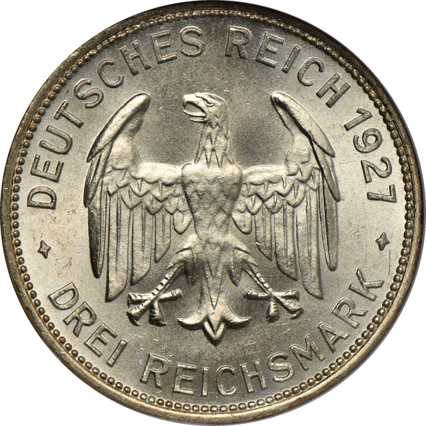 Germany - 1927-F Tubingen 3 mark - NGC MS-65