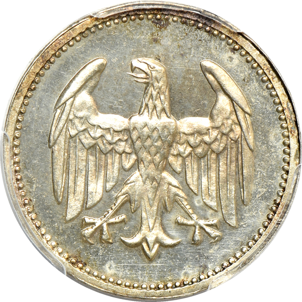 Germany - 1924-A Weimar Republic mark PCGS PR-63, and a 1928-D Dinkelsbuhl 3 mark ANACS PR-55/cleaned 