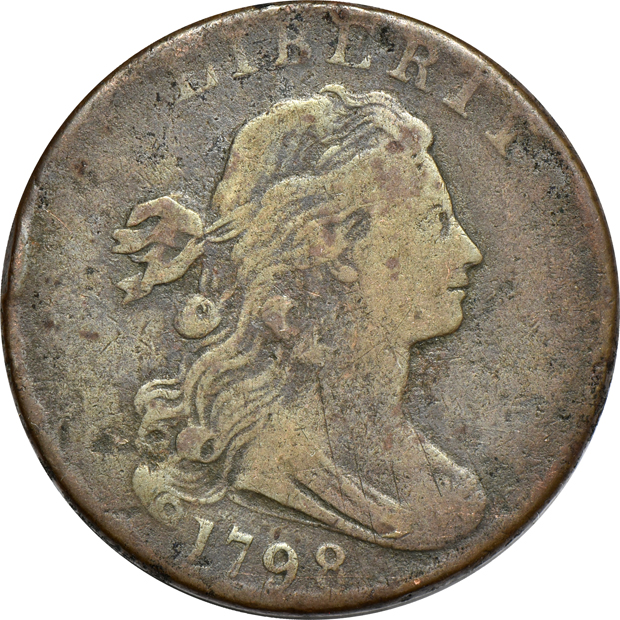 Twelve large cents, seven Draped Bust and five Classic Head, as described
