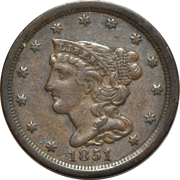 Eight half-cents and thirty-six large cents