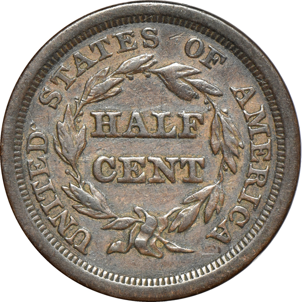Eight half-cents and thirty-six large cents
