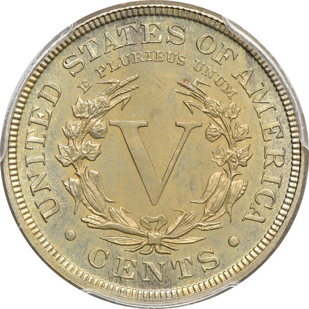 1875 Shield nickel PR-63, 1889 Liberty nickel PR-64, and a 1908 Liberty nickel PR-64, all PCGS