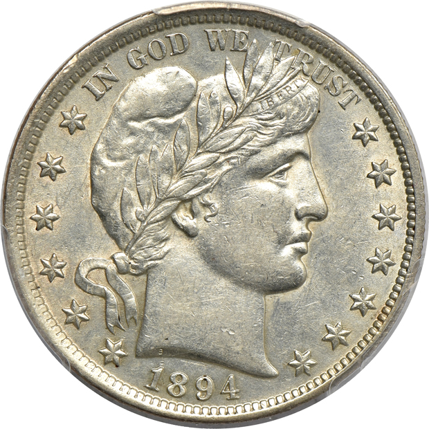 1892 AU-58, and an 1894 AU-55, both PCGS
