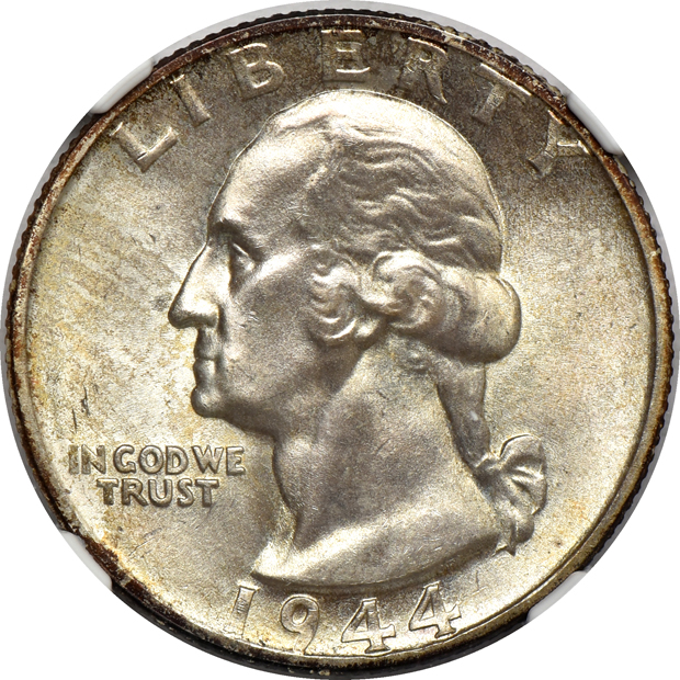 Four high grade Washington quarters certified by NGC