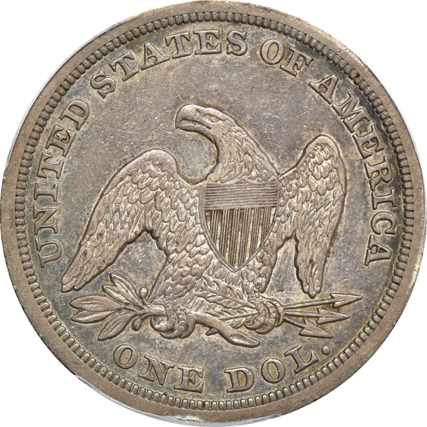 1846 Seated dollar and an 1873-S with arrows Seated quarter, both PCGS VF-35