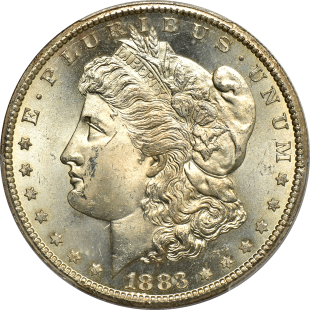 1880/9-S MS-64, 1883-CC MS-64, and an 1883-CC MS-65, all PCGS