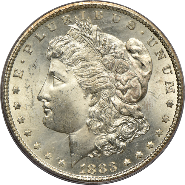 1880/9-S MS-64, 1883-CC MS-64, and an 1883-CC MS-65, all PCGS