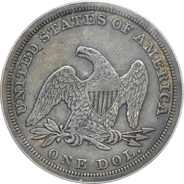 1832 Bust half-dollar NGC AU-50, 1846 Tall Date Liberty Seated half-dollar PCGS XF-40, and an 1847 Liberty Seated dollar PCGS VF details/smoothed
