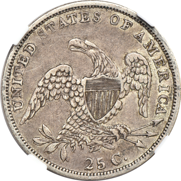 Two Capped Bust dimes, and two Capped Bust quarters, all certified
