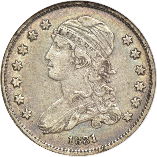 Two Capped Bust dimes, and two Capped Bust quarters, all certified
