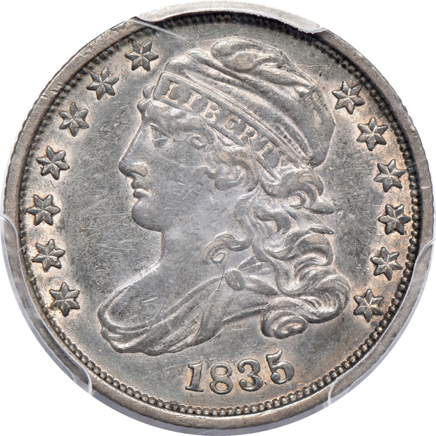 Two Capped Bust dimes, and two Capped Bust quarters, all certified