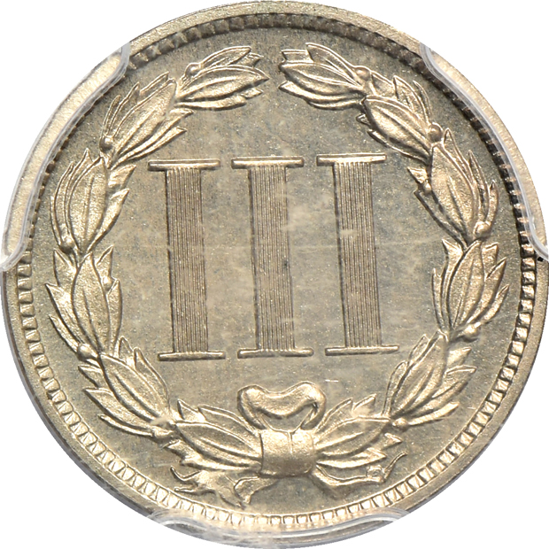 1889 three-cent nickel PR-64+ CAC, and a 1926 Buffalo nickel MS-65, both PCGS