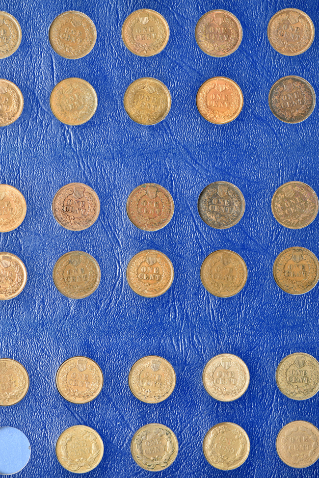Complete collection of Indian cents, plus three Flying Eagle cents, in a Whitman 9402 album