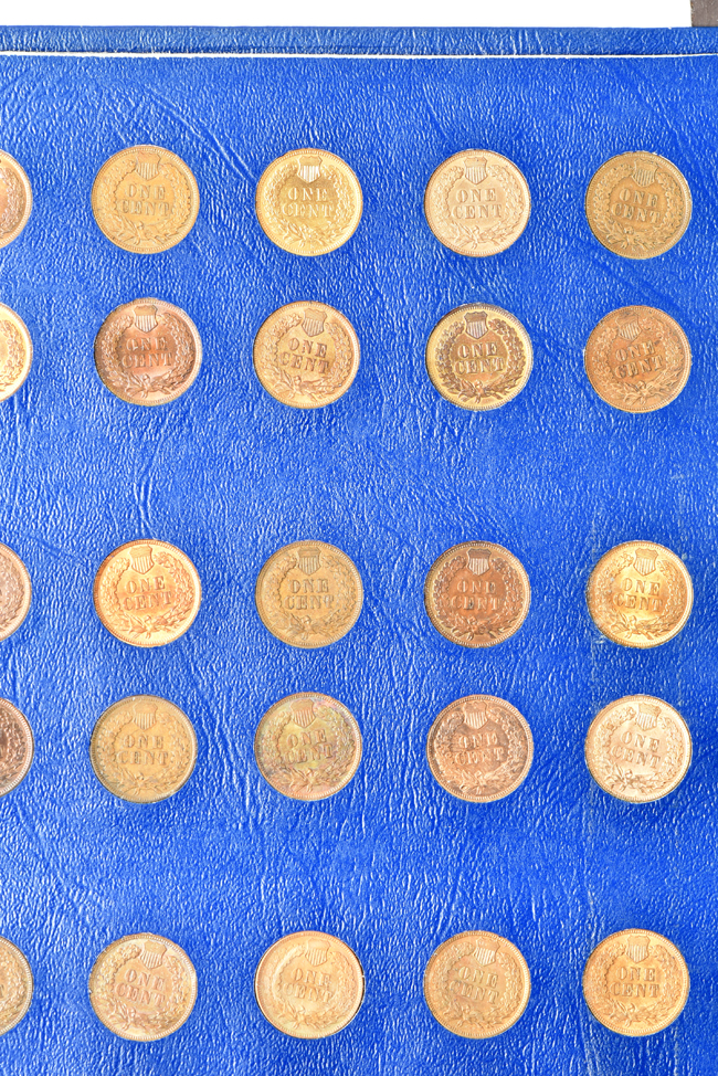 Complete collection of Indian cents, plus three Flying Eagle cents, in a Whitman 9402 album