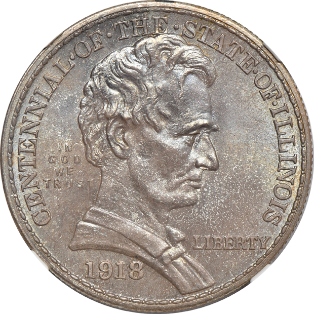 1892 Barber quarter PR-61 CAMEO, 1920 Standing Liberty quarter MS-64, 1918 Lincoln-Illinois MS-64, and a 1936 Cleveland MS-65, all NGC