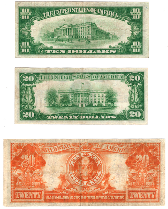 Four Gold Certificates, all VF