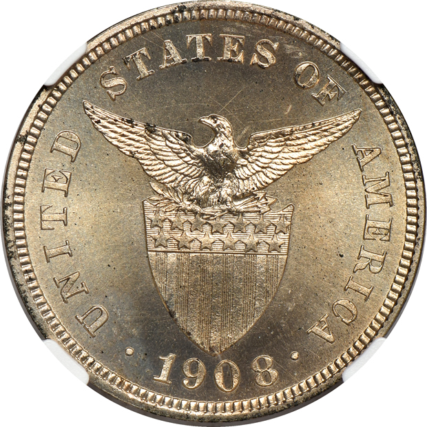 1908 USA-Philippines 5 centavos NGC PR-67