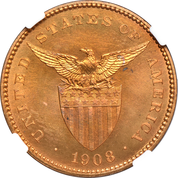 1908 USA-Philippines 1 centavo NGC PR-66 RD