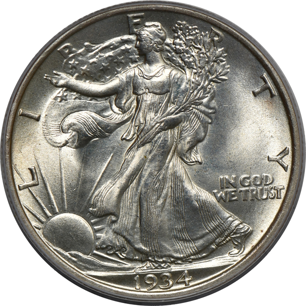 Five U.S. type coins, all PCGS (green label) CAC