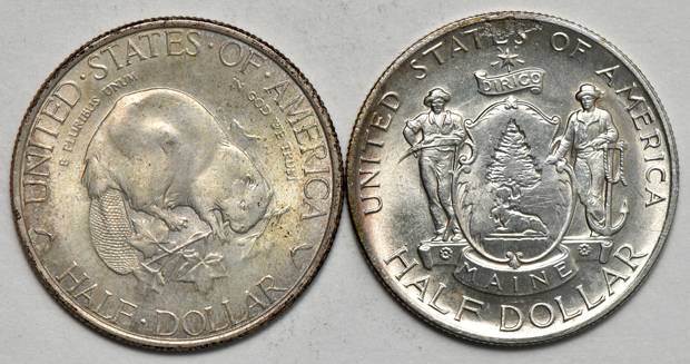 Nine Silver Commemorative half-dollars, as described
