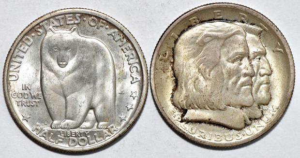 Nine Silver Commemorative half-dollars, as described