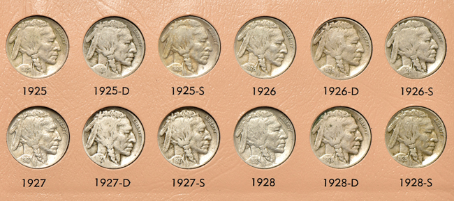 Nearly complete collection of Buffalo nickels in a Dansco 7112 album