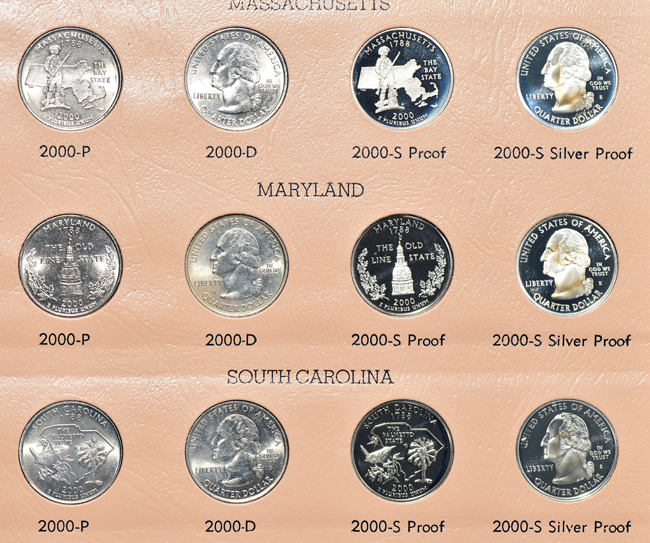 Complete collections of Washington quarters, including proof-only issues, 1932 through 2008-S silver proof