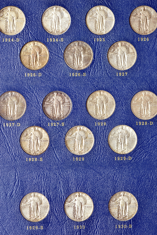 Nearly complete collection of Standing Liberty quarters in a Whitman 9417 album