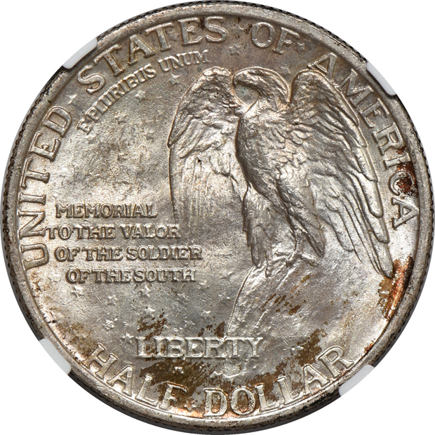 1925 Stone Mountain, 1936-S Columbia, and four 1946 Iowa, all NGC MS-66 CAC