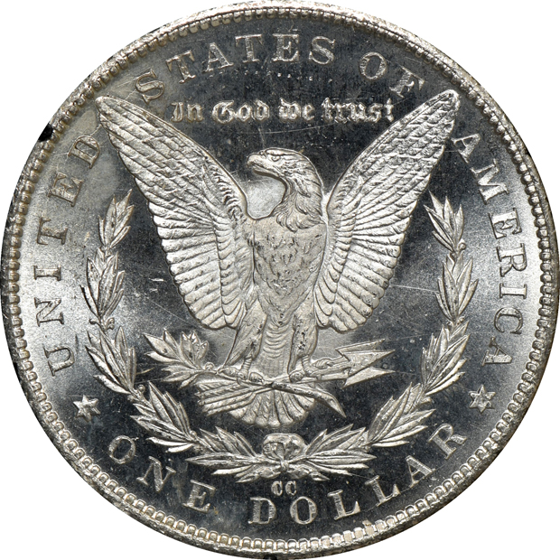 1883-CC GSA MS-64+, 1884-CC GSA MS-63, and an 1884-CC GSA MS-64 PL, all NGC CAC
