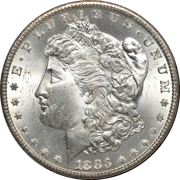 1883-CC GSA MS-64+, 1884-CC GSA MS-63, and an 1884-CC GSA MS-64 PL, all NGC CAC